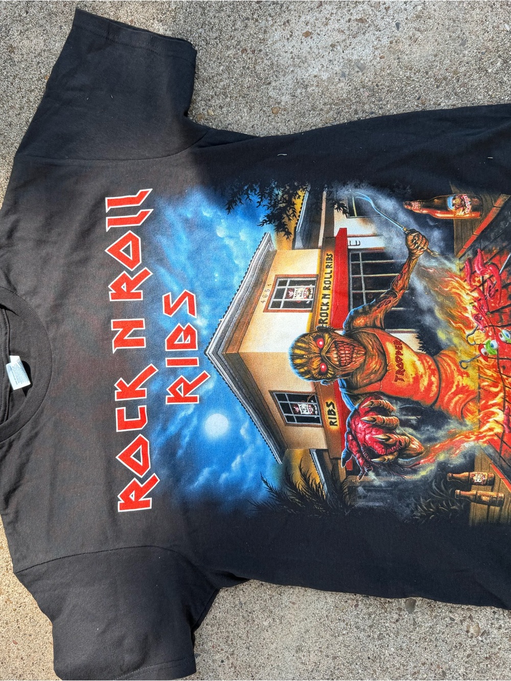Delta Black Rock N Roll Ribs Graphic Tee with Multicolor Print